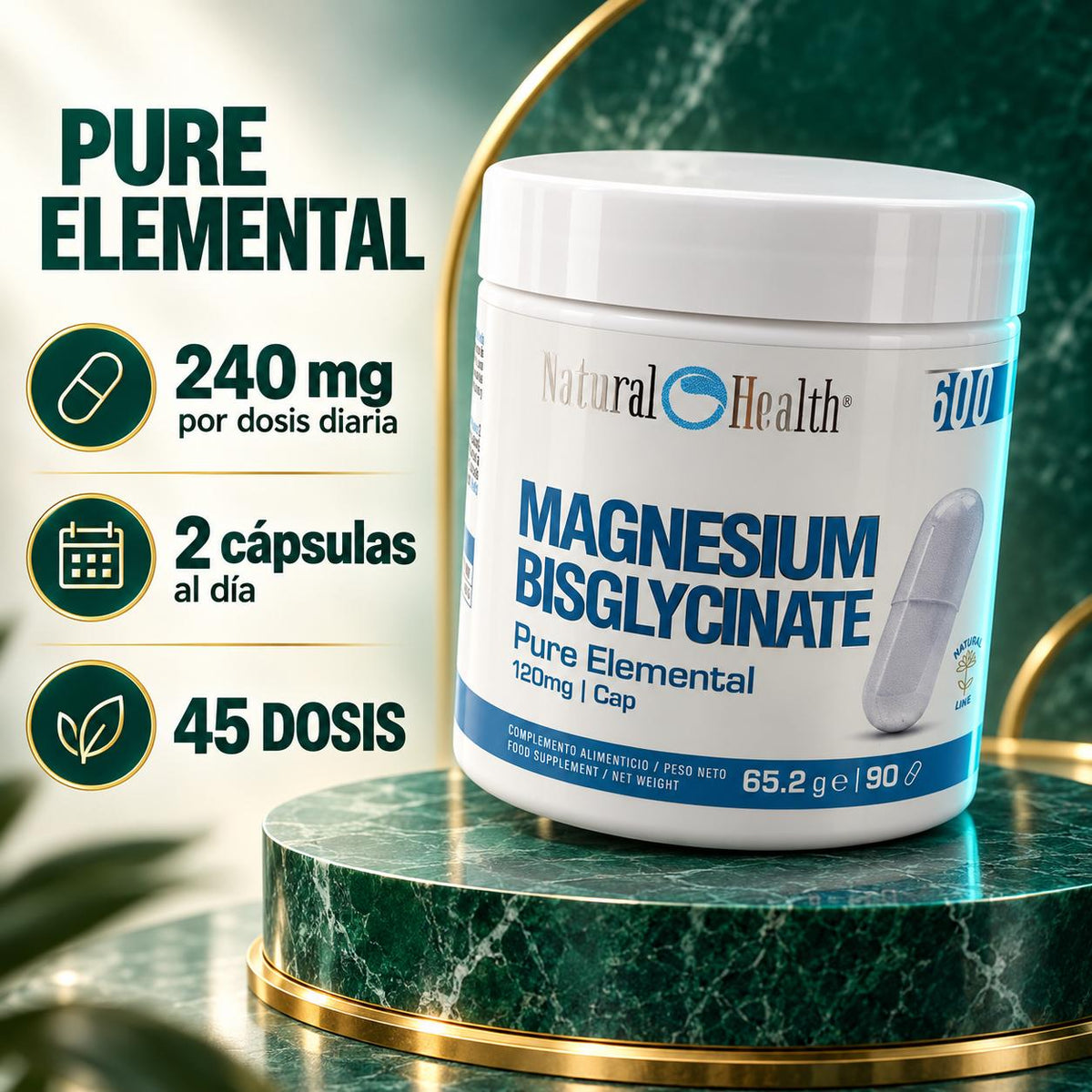 Magnesio Bisglicinato 240 mg por dosis diaria