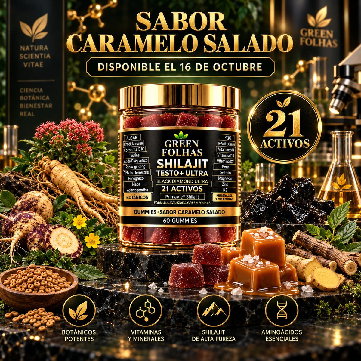SHILAJIT TESTO+ ULTRA | 21 Activos | 60 Gummies