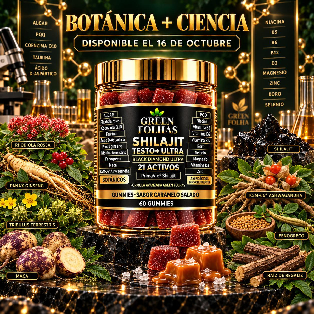 SHILAJIT TESTO+ ULTRA | 21 Activos | 60 Gummies