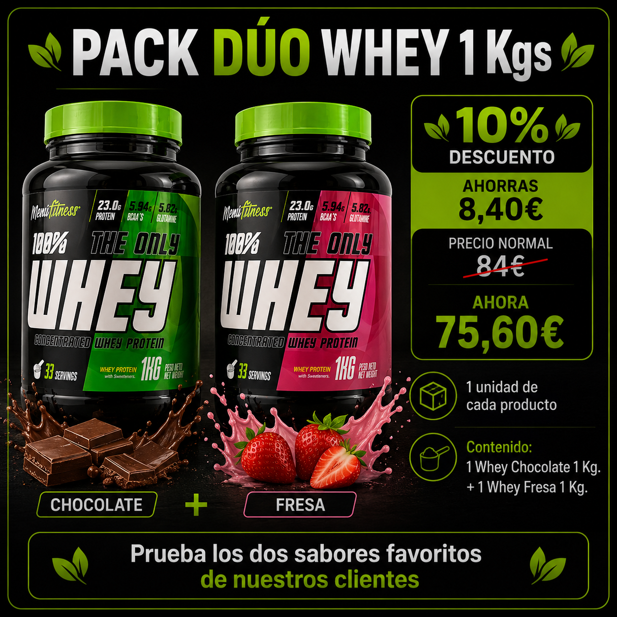 Pack Dúo Whey 1 Kg.
